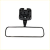 Black plastic rear view mirror for Toyota Hilux 1997-2006 with rectangular reflective surface and adjustable bracket showing back side