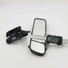 Black plastic rear view motorcycle side mirror with rectangular reflective surface and mounting bracket for toyota hilux