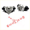 Rear wheel brake cylinder 2.0l for nissan crew k30 with silver metallic body black rubber caps and threaded fittings