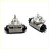 Rear wheel brake cylinder 2.4l for nissan prairie with silver metal body black rubber seals and threaded fittings