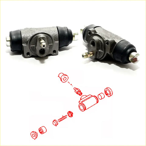 Gray metallic rear wheel brake cylinder with black rubber parts and silver fittings for ford everest 2003-2009
