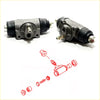 Gray metallic rear wheel brake cylinder with black rubber parts and silver fittings for ford ranger et es er