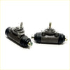 Rear wheel brake cylinders for ford ranger et es er in black and metallic gray with threaded fittings shown from the back side