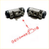 Gray metallic rear wheel brake cylinder for mazda bongo e-series with black rubber boots on each end shown from back side