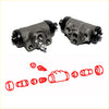 Rear wheel brake cylinders for mitsubishi delica l400 space gear in metallic gray with black rubber caps and threaded fittings