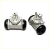 Rear wheel brake cylinder for nissan navara d23 np300 2014-2023 silver metal with black rubber end caps back side view