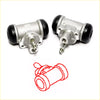Silver metal rear wheel brake cylinder with black rubber end caps and threaded fittings for nissan navara d23 np300