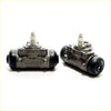 Pair of black and metallic gray rear wheel brake cylinders with threaded fittings for toyota hilux n150 brake system
