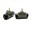 Gray metallic rear wheel brake cylinders with black rubber caps and threaded fittings for Toyota Hilux 2WD 1988-1997