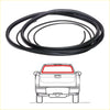Black rubber rear windshield weatherstrip for 1963-1977 mazda familia pickup truck shown from back side