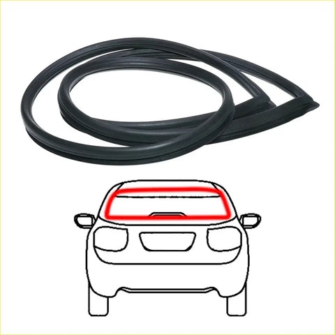 Black rubber rear windshield weatherstrip for mitsubishi galant and chrysler colt shown from the back side
