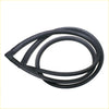 Black rubber rear windshield weatherstrip seal with tapered end coiled for Mitsubishi Galant and Chrysler Colt