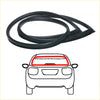 Black rubber rear windshield weatherstrip for mitsubishi galant and chrysler valiant shown from the back side