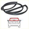 Black rubber rear windshield weatherstrip seal for nissan datsun sunny b110 shown from the back side