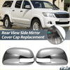 Chrome finished rearview mirror cover caps for toyota hilux vigo with sleek reflective surface shown from the back side