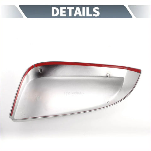 Chrome finished rearview mirror cover with red accent trim for toyota hilux 2015 2022 models