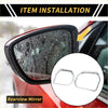 Chrome finished rearview mirror rain eyebrow trim rings for 2022-2024 toyota tundra shown from the back side
