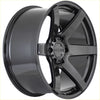Black gloss finished five spoke alloy wheel with recor brand hubcap from recon delta gloss black gunmetallic series