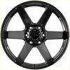 Black glossy five-spoke felton alloy wheel with central hubcap from recon delta gloss black product line