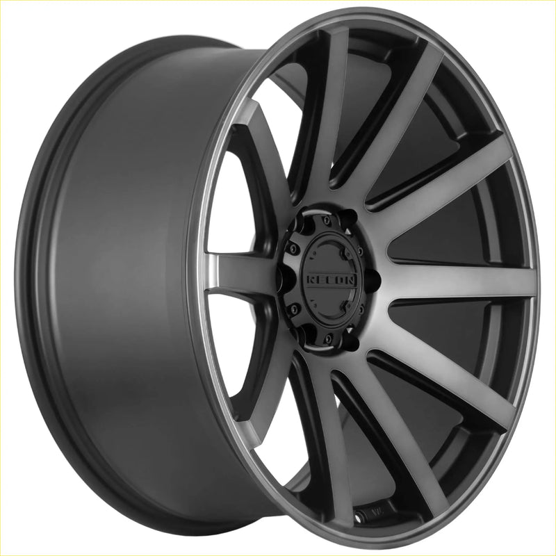 Recon Force matt black dark grey tint two-tone alloy wheel with black and silver multi-spoke design