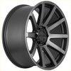 Black and silver two-tone recon force alloy wheel with matt black and dark grey tint multi-spoke design