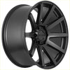 Black matte finished alloy wheel with multi spoke design and kelly logo center from recon force matt black series