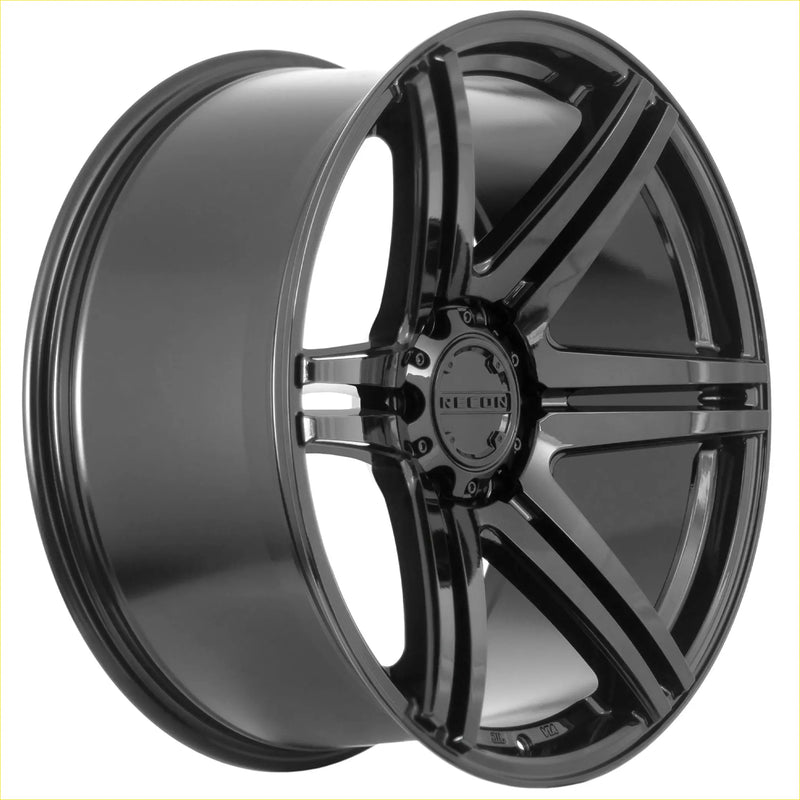 Recon striker gloss black alloy wheel with five-spoke design and rcco logo on center cap
