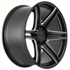 Black matte finished alloy wheel recon striker with sleek multi spoke design and silver milled accents