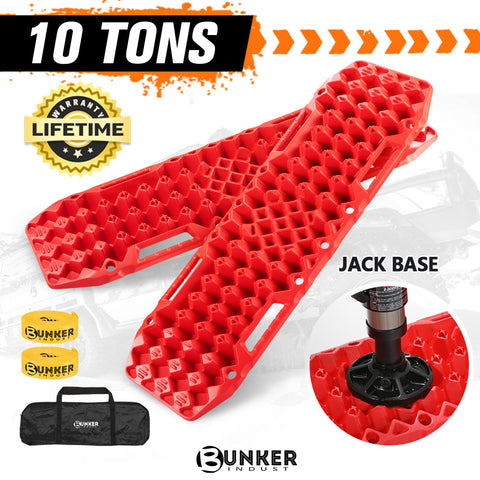 Bunker Indust Recovery Tracks Farm Jack Base 10T Board Sand Mud Snow OffRoad 4WD - Red