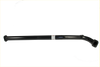 Black metal redback 2 1/2 dual exhaust pipe with curved end and label for holden commodore ve vf ute back view