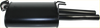Black cylindrical exhaust muffler with polished metal finish and dual outlet pipes for redback 2 1/4 dual exhaust on holden commodore ute