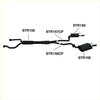 Black redback 2.25 inch dual cat back exhaust for holden commodore ve vf sedan showing back side with labeled parts