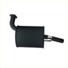 Black cylindrical Redback 2.25 inch dual cat back exhaust muffler with curved inlet and matte finish for Holden Commodore