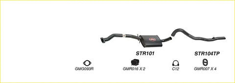 Black redback 25 inch catback exhaust system with box resonator and curved pipes for holden commodore vl showing back side
