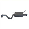 Black metal redback 2.5 inch catback exhaust with curved pipe hotdog centre and single outlet shown from back side