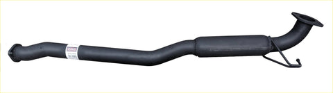 Black metal redback 25 inch catback exhaust pipe with curved design and small bracket attached on the back side