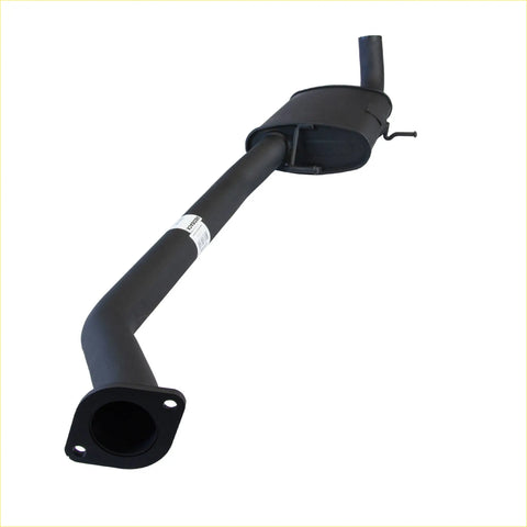 Black metal exhaust pipe with curved design and flanged end from redback 25 center muffler for holden vg vn vp vr ute