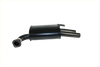 Black cylindrical car exhaust muffler with matte finish and metallic end caps for redback 2.5 dual exhaust system
