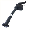 Black metal exhaust manifold with cylindrical body and flanged end for redback 2.5 inch exhaust holden commodore sedan