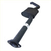Black metal exhaust muffler with curved top and flanged base for redback 2.5 inch catback dual on holden commodore sedan
