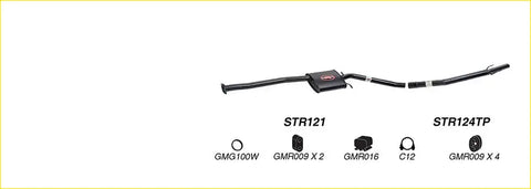 Black Redback 2.5 inch exhaust system for Holden Commodore Ute VT VU VY with central resonator and str124tp model tag