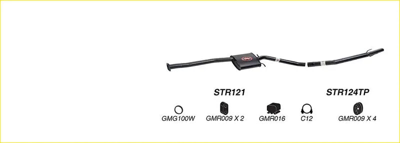 Black Redback 2.5 inch exhaust system for Holden Commodore Ute VT VU VY with central resonator and str124tp model tag
