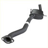 Black redback 2.5 inch exhaust pipe with catalytic converter flanged ends and curved design for holden commodore ute back view