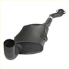 Black plastic redback 2.5 inch exhaust muffler with curved pipe and flanges for holden commodore vs v6 ute center view
