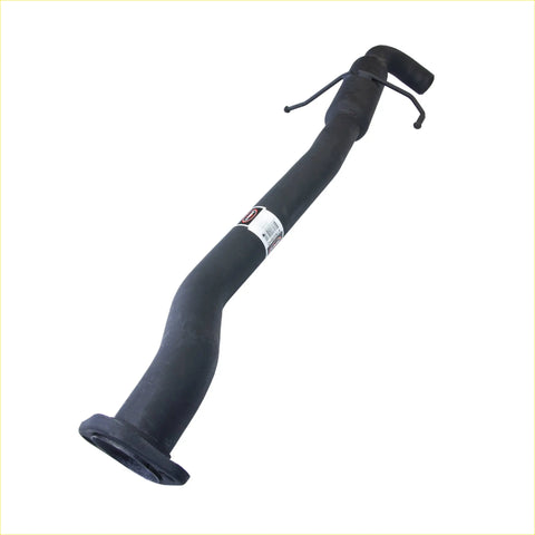 Black rubber coolant hose with curved design and reinforced ends for redback 2.5 inch exhaust on holden commodore ute