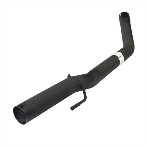 Black metal redback 2.5 inch performance tail pipe with curved design and bracket for holden commodore vt vy vx back view
