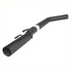 Black matte metal redback 2.5 inch performance tail pipe with curved design and two brackets for holden commodore back side
