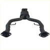 Black metal exhaust manifold with flanged ends and dual pipes for redback 3 inch dual exhaust holden commodore ute