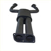 Black dual-exhaust manifold with flanged ends and mounting brackets for redback 3 inch dual exhaust on holden commodore ute