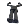 Black dual exhaust manifold with flanged ends and mounting brackets for redback 3 inch dual exhaust holden commodore ute